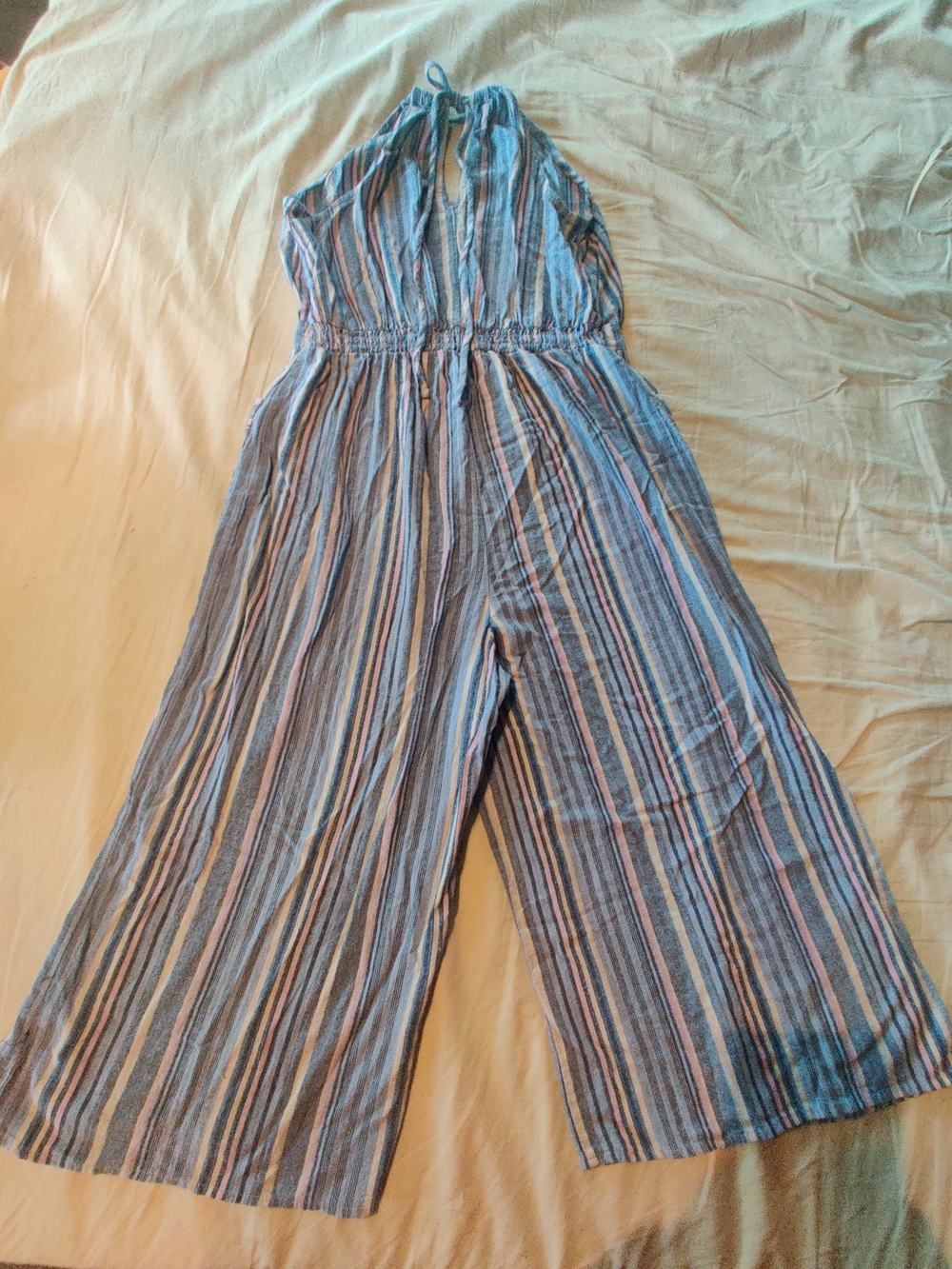 Universal Thread Striped Halter Jumpsuit in Blue and Pink
